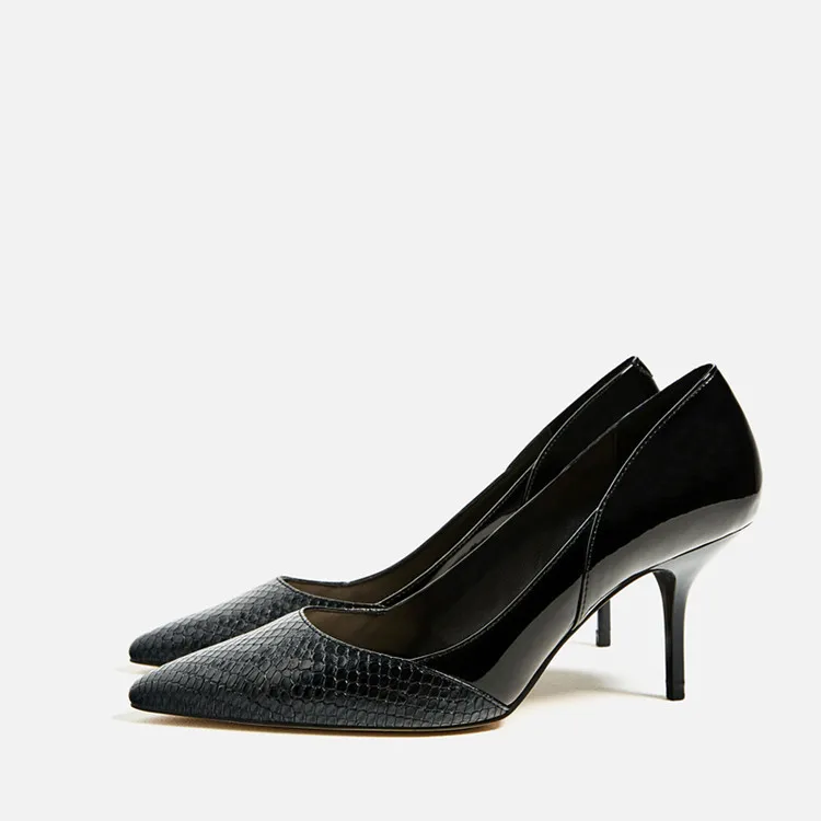 

2018 spring new high heeled shoes, fine heel, shallow upper upper side, ultra fine fabric, and sexy shoes, ladies' work shoes.