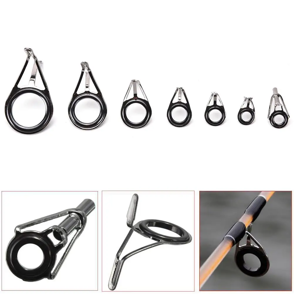 7Pcs Telescopic Fishing Rod Guides Top Ring Set Raft Repair Accessories | Спорт и развлечения