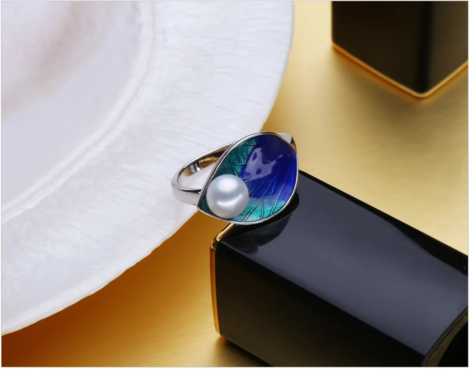 FENASY ювелирные изделия из жемчуга наборы 925 пробы серебряные серьги гвоздики, натуральный жемчуг лист ожерелье для женщин серьги из перегородчатой эмали набор колец