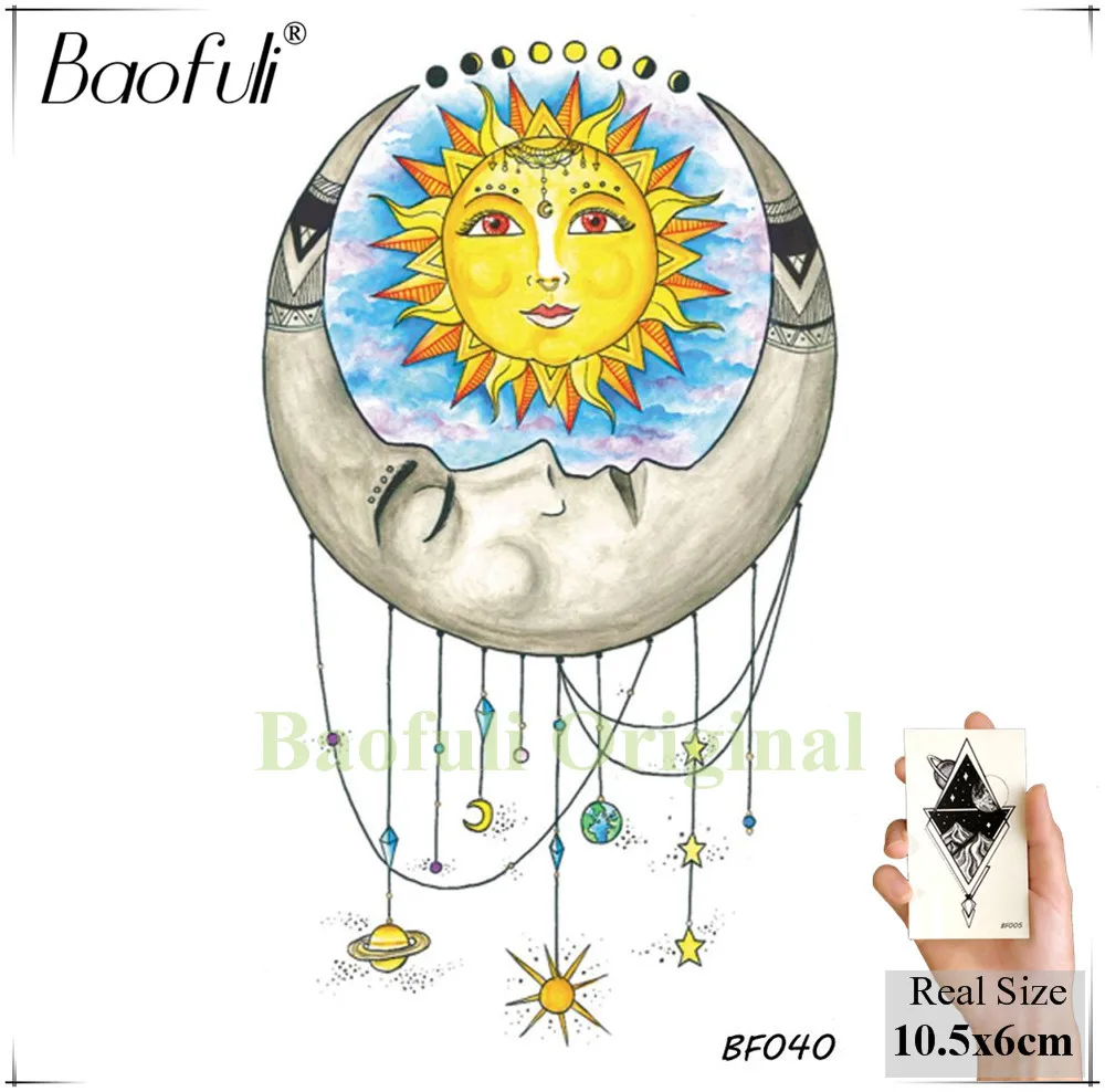BAOFULI النساء DIY الحناء الزهور الوشم الأسود لوتس الأكمام وهمية الوشم المؤقت الجسم الفن مجوهرات للماء الذراع لصاقات وشم