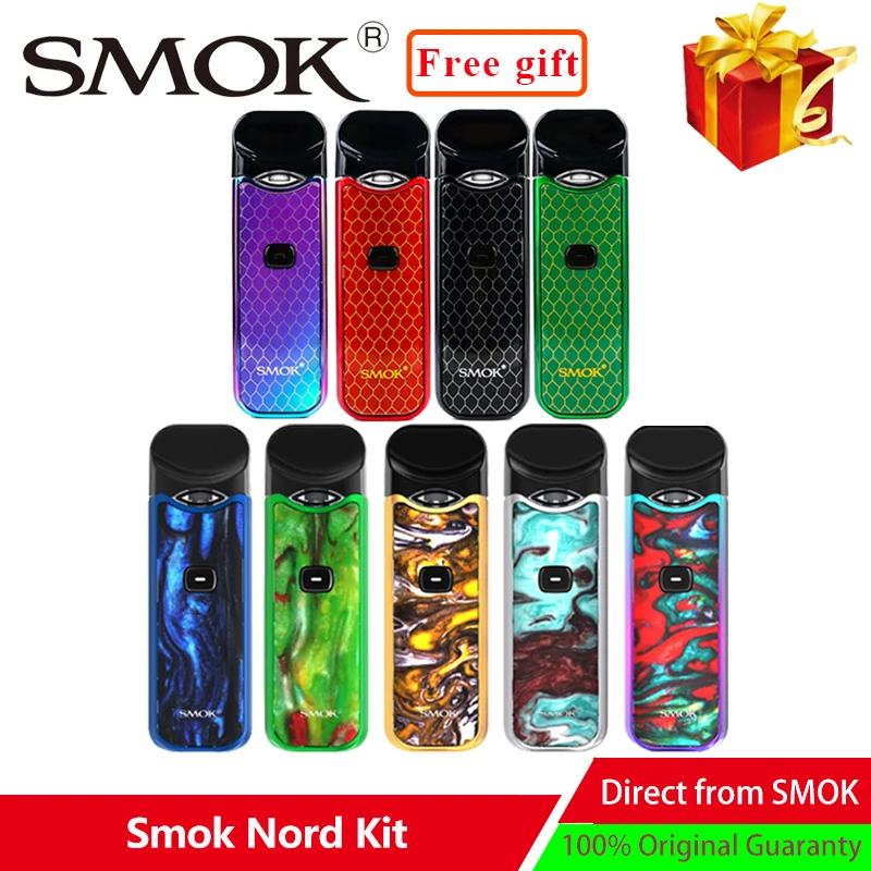 Resin Color Smok Nord Pod vape Kit Button-triggered Pod System with 1100mAh & 3ML Cartridge with Nord Mesh/Regular/Ceramic Coil