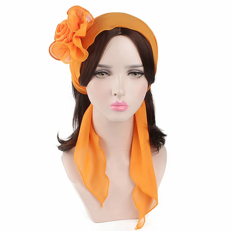 Women's Hair Belt Multi function Bandanas Big Flower Women Chiffon