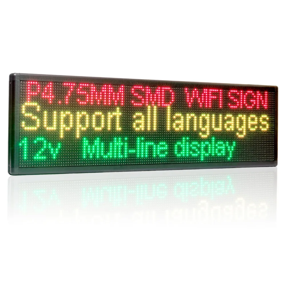 Best Price 12V 24v 110V-220V 63cm Wifi LED Sign Side Window Programmable Scrolling Two lines Shop LED message display board for advertising