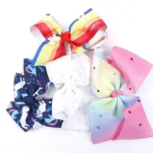 Большие красочные девушки лук Grosgrain Единорог заколка для волос Радуга шпилька для лент Новинка