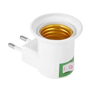 

E27 LED light Male Socket Base type to AC Power 220V EU Plug lamp Holder Bulb Adapter Converter + ON/OFF Button Switch