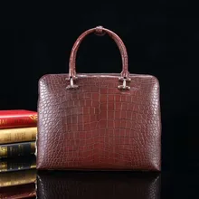 Роскошный качественный мужской деловой портфель из натуральной крокодиловой кожи, сумка для ноутбука с двойной молнией