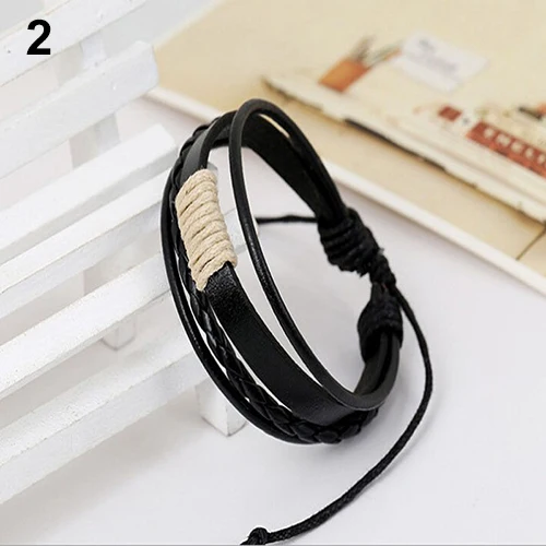 Unisex Vintage Retro Multilayer Braided Faux Leather Wristband Bracelet Bangle | Украшения и аксессуары