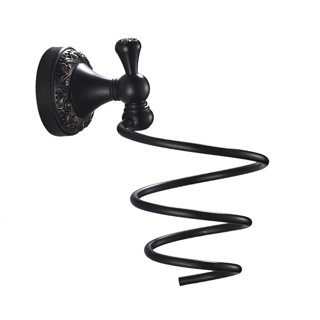Heavy Duty Bathroom Salon Wall Mount Hair Dryer Spiral Holder Rack Organizer