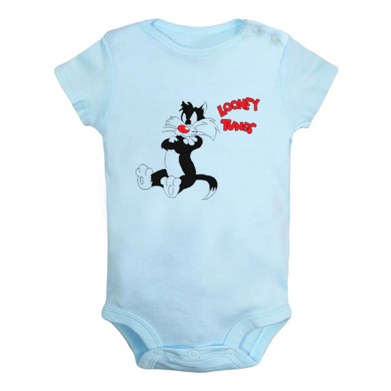 Милый детский комбинезон с изображением кота Сильвестра Looney ttes для новорожденных мальчиков и девочек, Униформа-комбинезон с принтом, боди для младенцев, одежда хлопковые комплекты