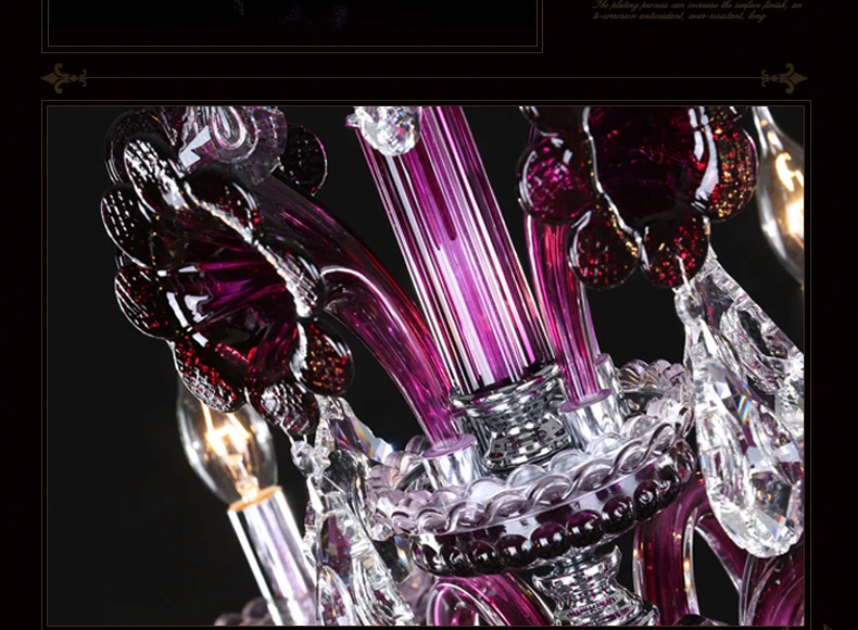 Кафе Античный фиолетовый люстра стекла кристалл лампы люстры de cristal Цвет детская