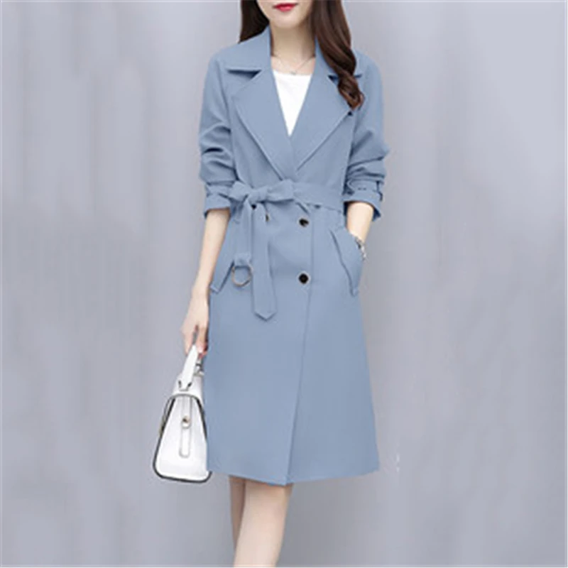 

Spring Stylish Belt Women's Windbreaker Vogue Office Lady Trench Coat For Women Casaco Feminino Trench Female Windbreakers T103