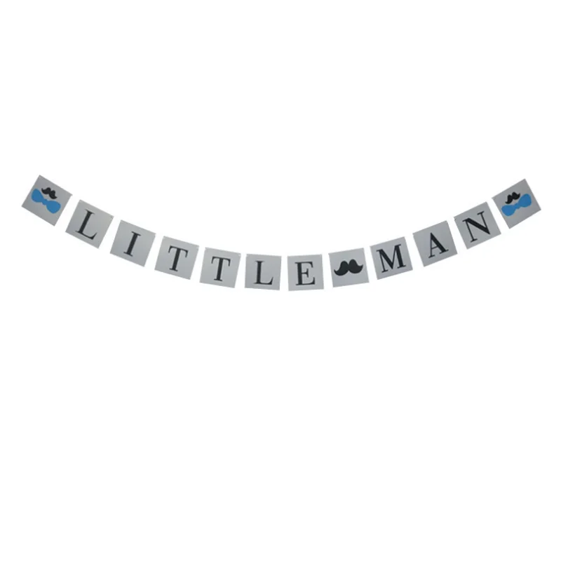 

1 set Novelty new Little Man beard tie Banner Boy Gentleman Baby Shower Gender Reveal Birthday Party Decoration