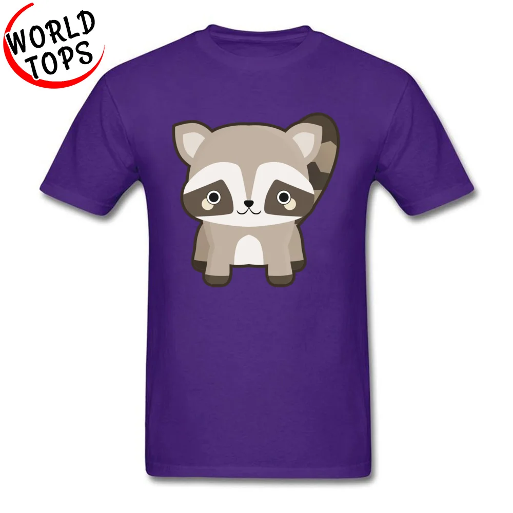 T Shirt Kawaii Raccoon Tees Summer Fall 2018 New Normal Short Sleeve 100% Cotton Round Neck Men T Shirt Normal Kawaii Raccoon purple