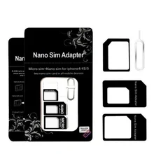 Адаптер для Nano sim-карты 4 в 1, адаптер для micro SIM с ключом для извлечения, розничная посылка для iPhone 5/5S/6/6 S/samsung