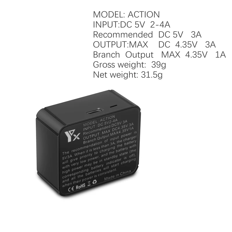 3 в 1 USB зарядное устройство type-c зарядный порт зарядное устройство коробка адаптер портативный для dji OSMO Action S порт аксессуары для камеры