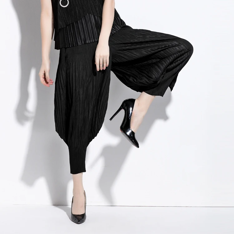 De Élastique Pantalon Yards Big Plier Femmes bleu vert D'été Women'pants Mode Harem Taille Plus Collants Miyak Plissée Lâche gris Sze Changpleat Noir 0WvXOIqwz