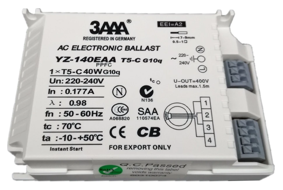 AC220V 40 Вт 55 Вт T5-C электронный балласт YZ140EAA YZ155EAA коммутатор для T5 кольцевая лампа G10q кольцевые флуоресцентные трубки лампа