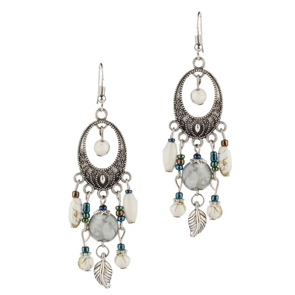 Fashion Bohemian Tassel Beads Fish Hook Drop Chandelier Tribe Earring Women Girls Ethnic Jewelry
