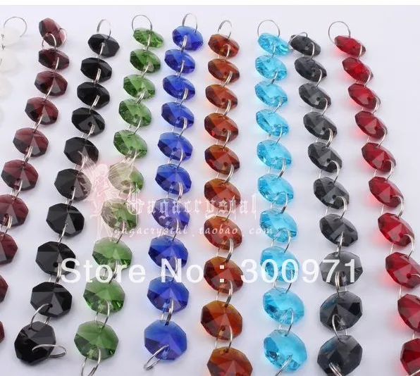 FREE SHIPPING/14mm Octagon Crystal Beads connected with 11mm rings Wedding Cake Decorative Crystal Garland/Strand 40 meters/lot
