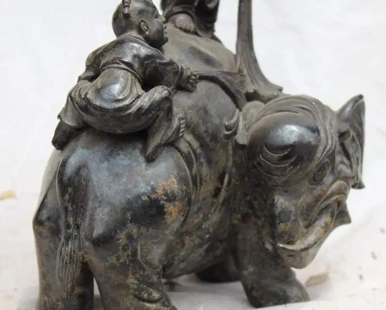 

S2204 Old Curo Pure Bronze Tongzi Kids Cleans Elephant heffalump Animal Vase Statue