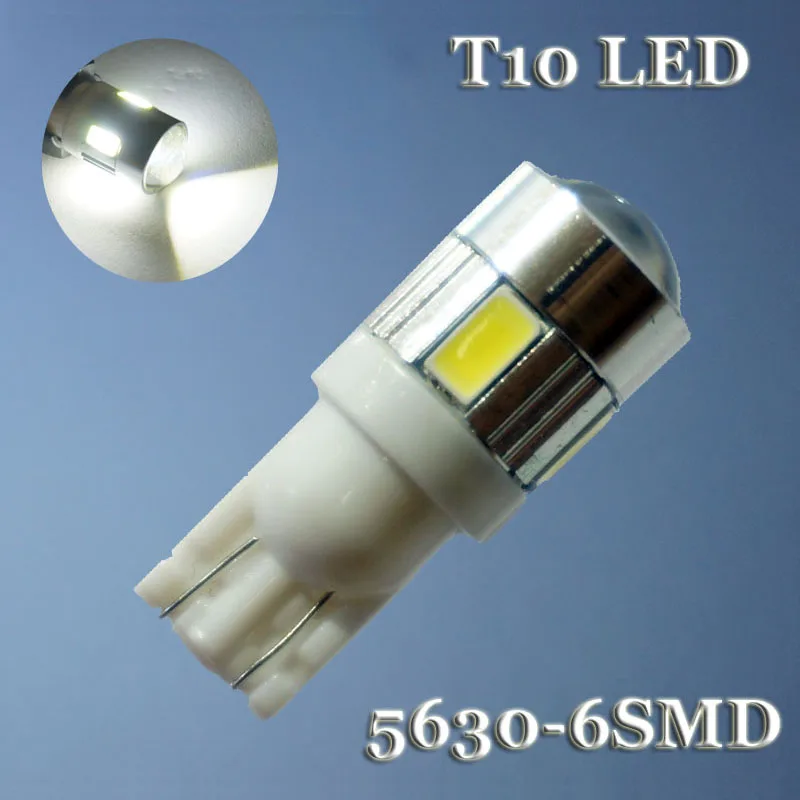 Aorunyebao 20 шт. T10 W5W 168 194 5630 5730 6SMD T10 Светодиодный Боковой клиновидный лампы габаритный задний фонарь купол дверь свет 12 V для автомобиля