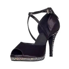 Zapatos De Baile Latino Mujer Туфли для латинских танцев сальса вечерние Обувь для танцев Сатиновые женские туфли со стразами Водонепроницаемая платформа 8.5cm10cm каблук N013