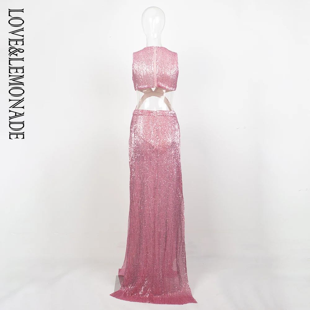 Любовь и лимонада, v-образный вырез, с вырезами Перекрещенные-образный эластичный блёстки длинное платье LM81019