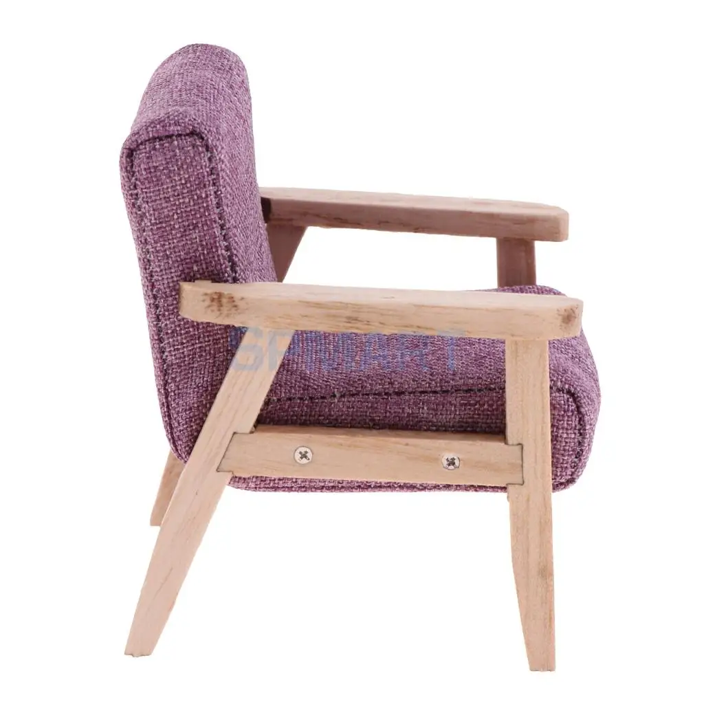 1:12 Scale Wood Dollhouse Miniature Single Sofa Chair Living Room Bedroom Furniture Decor Dolls Action Figures Acc Model Toy