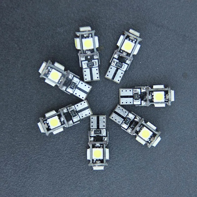 Dianshi 100 шт. T10 светодио дный W5W T10 canbus 5050 5SMD Canbus Нет Ошибка 12 В Авто светодио дный лампы Индикатор стояночные белый