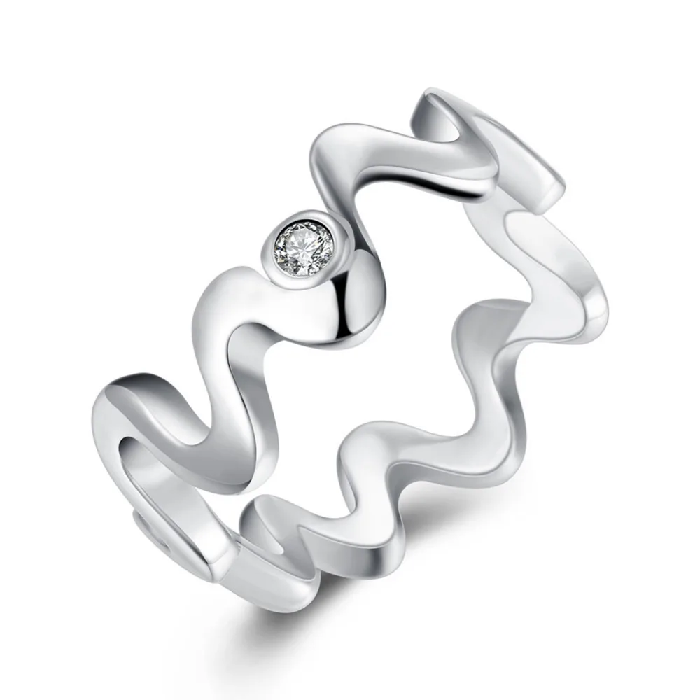 

2015 new arrived 925 sterling silver wave water with stone rings for women fine jewelry wholesale jewelry