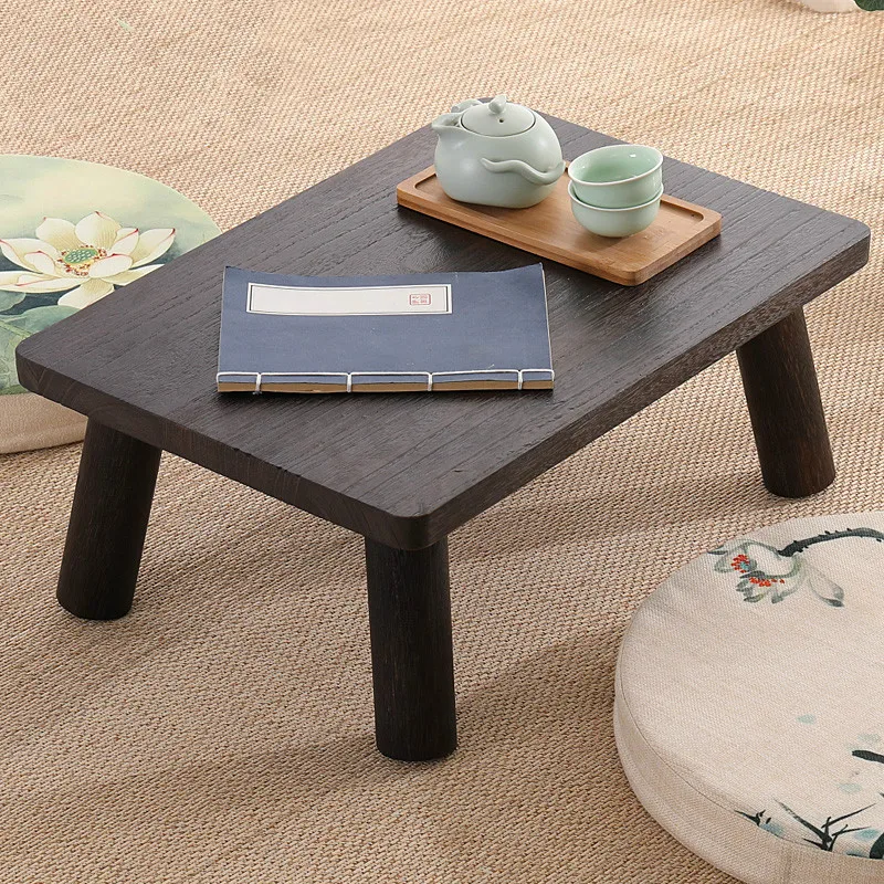 

15%Japanese style wood burning window table living room solid wood coffee table window table bed square small coffee table