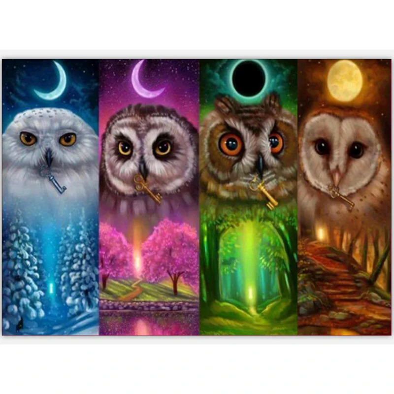 

5D DIY diamond embroidery four season owl diamond painting Cross Stitch full square Rhinestone mosaic home decoration