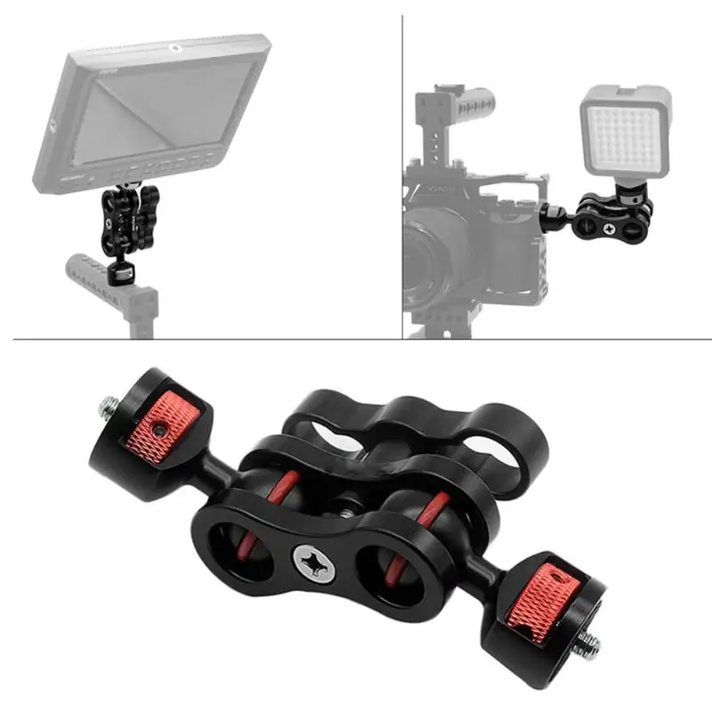 

Double Ballhead Magic Arm Shoe Mount Articulating with 1/4 Thread Screw Mount Adapter for Monitor DV Video Light DSLR Camera