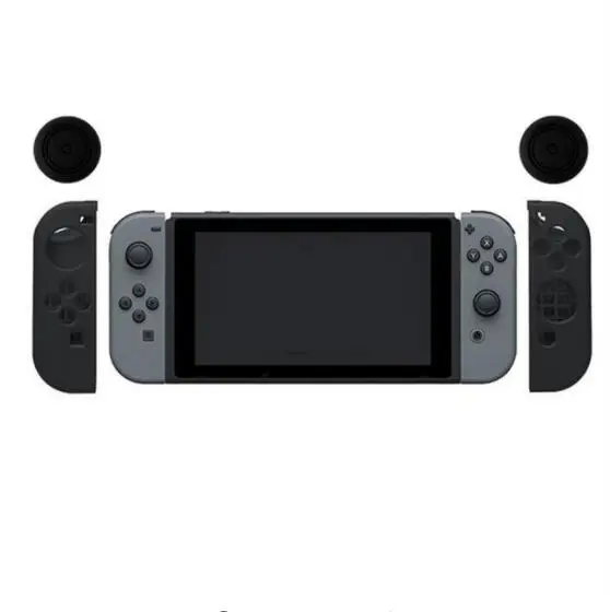 Мягкий защитный чехол JoyCon для геймпада+ накладки для джойстика, колпачки для джойстика, крышка для контроллера Mario NAND Switch NS Joy-Con - Цвет: Black