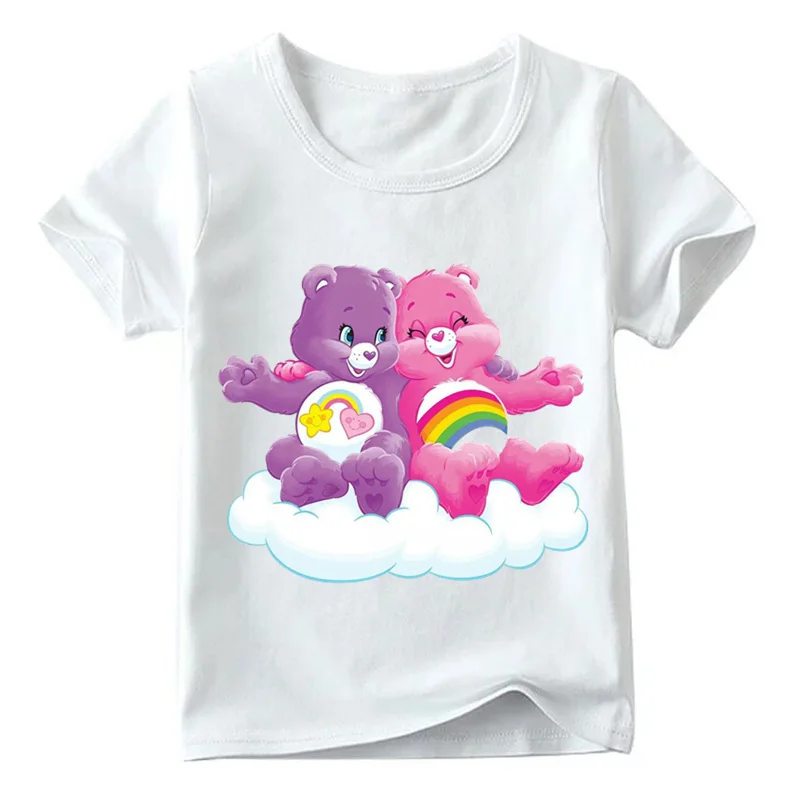 От 2 до 14 лет для маленьких мальчиков/девочек милые Care Bears мультфильм печати футболка летние детские повседневные топы дети смешные футболки, ooo5146