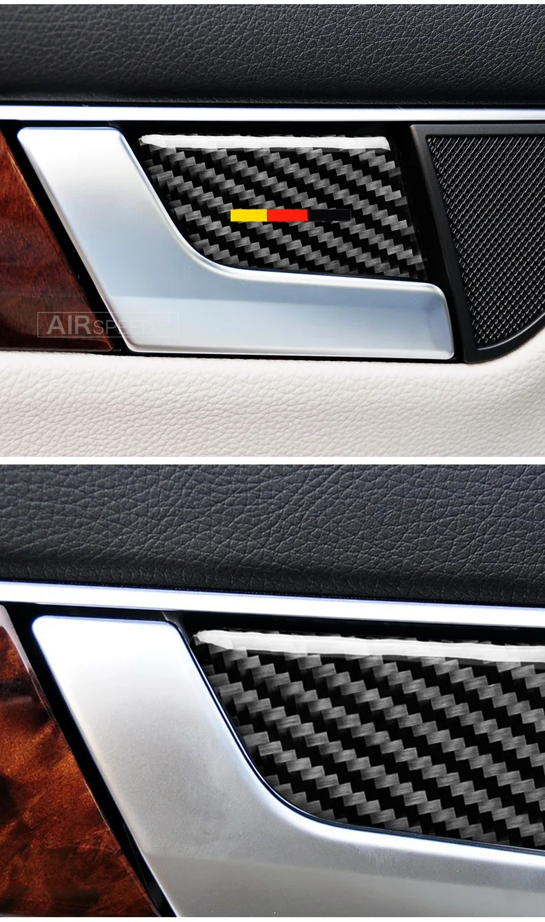 Mercedes C Class W204 E Class W212 Accessories Car Interior Carbon Fiber Door Handle Cover Trim Door Bowl Stickers (6)