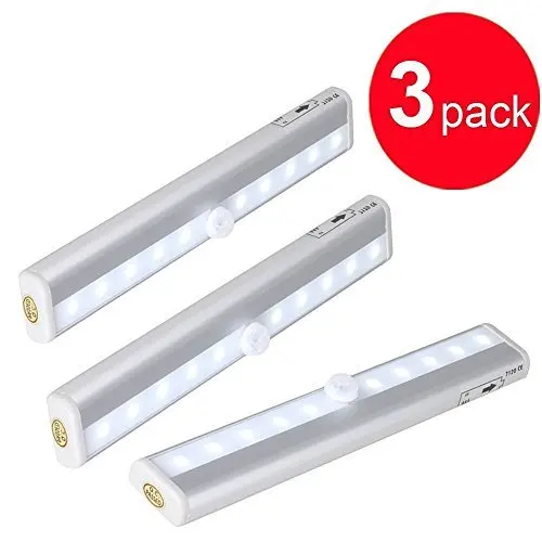 

Lightinbox 3 pcs Portable Wireless Stick-on Anywhere 10 LED Light Lamp PIR Light Sensor Motion Detector Battery Powered