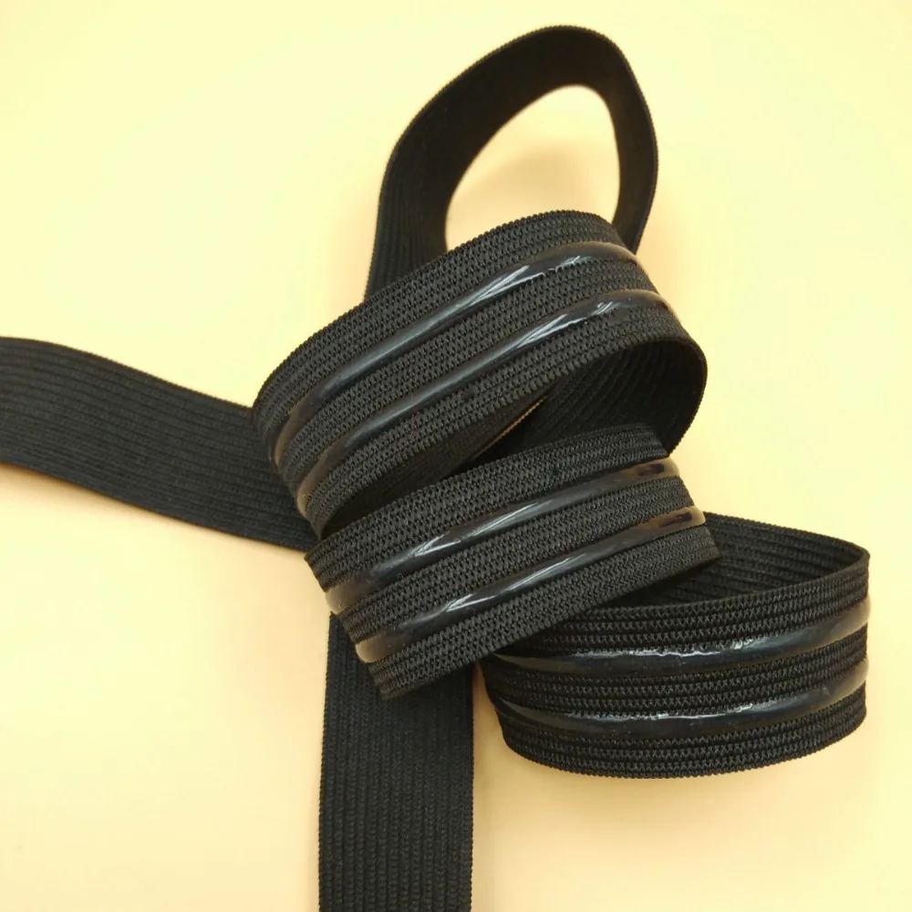 New 22mm 5M High Quality Black Silicone Non Slip Elastic bing For