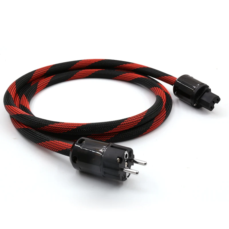 Power Cable Two core silver plated Power Cord with rhodium plated EU schuko power cable AC audio power cable