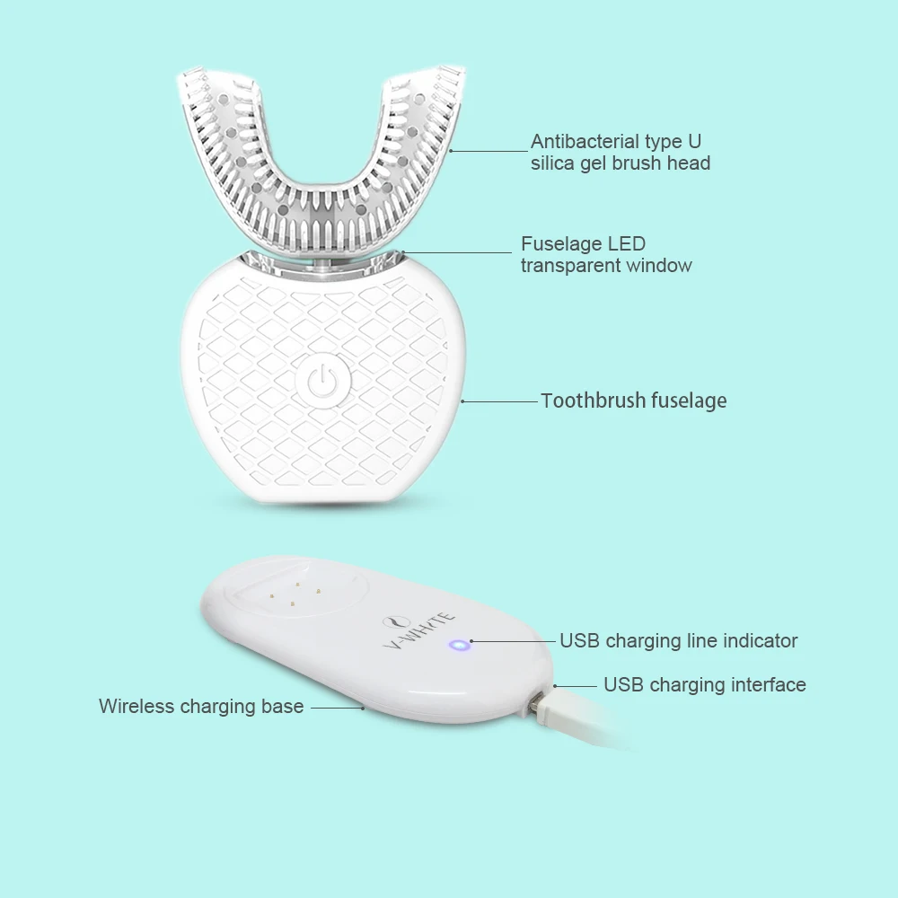 Ультразвуковая Умная Автоматическая электрическая зубная щетка u-образная зубная щетка usb зарядка ленивая щетка для зуба 4 цвета света