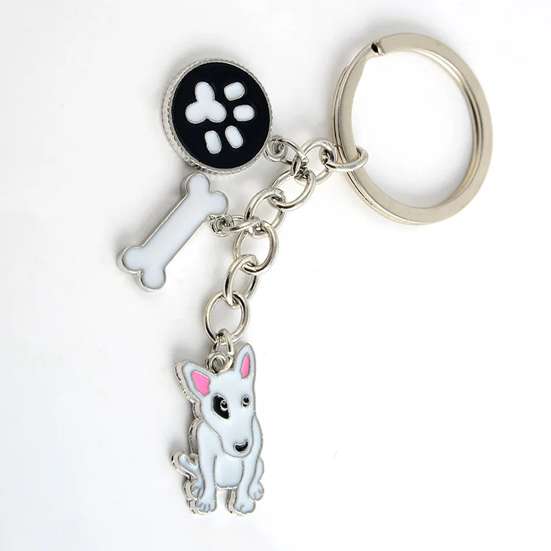 Золотой брелок ретривер ключ кольца для мужчин и женщин и девочек металл серебристого цвета сплава собака сумка с подвесками Шарм автомобильный брелок для ключей - Цвет: Pit Bull Terrier