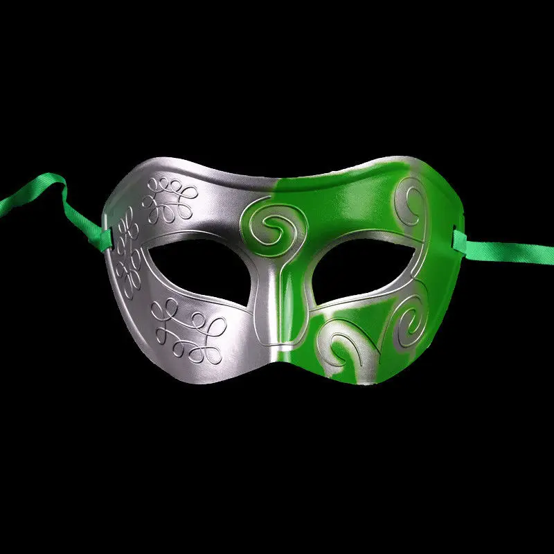 Новая популярная мужская полированная античная серебряная/Золотая Венецианская маска Марди Грас маскарадные Вечерние Маски - Цвет: Зеленый