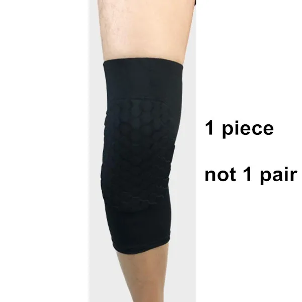 1 шт. m-xl противоскользящие соты crashproof ноги колено протектор волейбол для колена накладка на колено бандаж поддержка футбольный наколенник рукав баскетбол - Цвет: Черный
