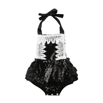 

Lace Sequins Newborn Baby Kids Girls Bodysuits Sleeveless Backless Halter Cute Girls Clothing Jumpsuit Summer Outfits
