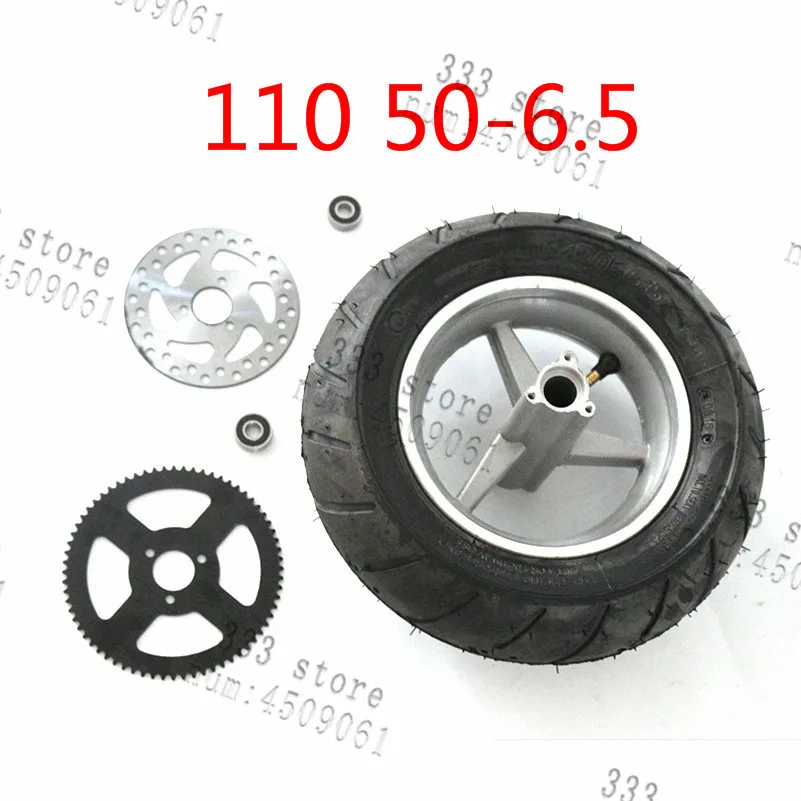 

110/50-6.5 tire rear Wheel rims Hub Brake disc and chain plate for pocket bike 47cc 49cc 2 stroke small motorcyle