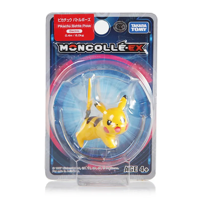 Takara Tomy Pokemon monglue-EX Sun Moon 4 см мини-игрушка Коллекционная Фигурка Пикачу боевая поза