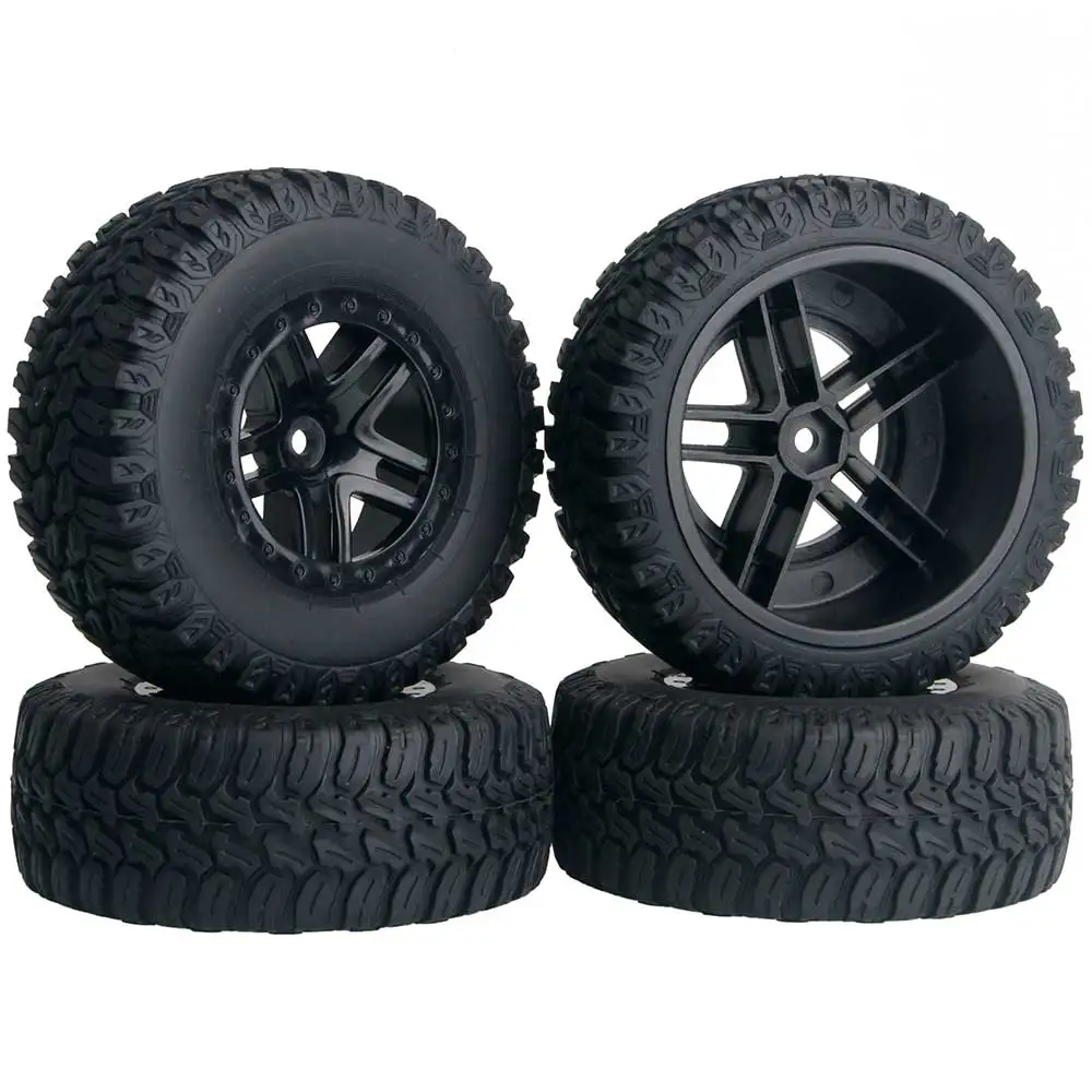 4pcs 1/10 Scale RC Short Course Truck Tire & Wheel For SlASH Car Model