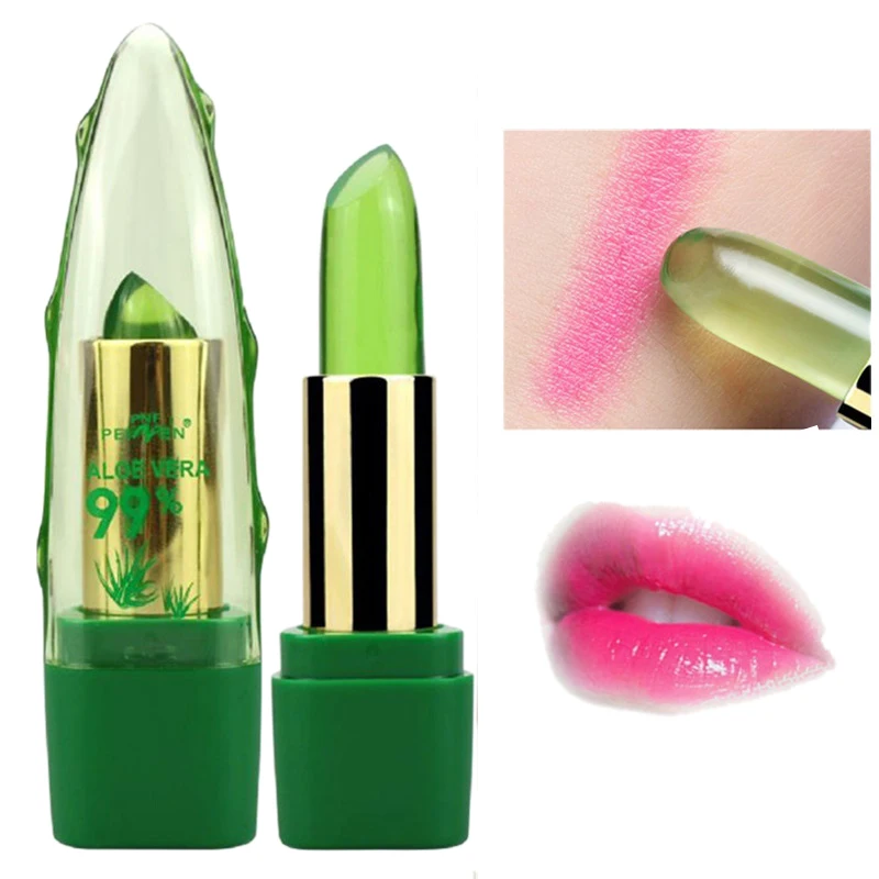 

Natural 99% Aloe Vera Jelly Lipsticks Moisturizer Beauty Make Up Long Lasting Batom Makeup for Women Sexy Change Color Lip Stick