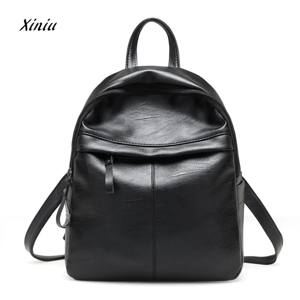 Women's Fashion Leather Simple Design School Bag Travel Backpack Bag