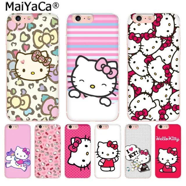 

MaiYaCa Fashionable Hello Kitty for iPhone 4S SE 5C 5S 5 6 6S 7 8 Plus X XR XS MAX Phone Cases transparent Soft TPU Cover Cases